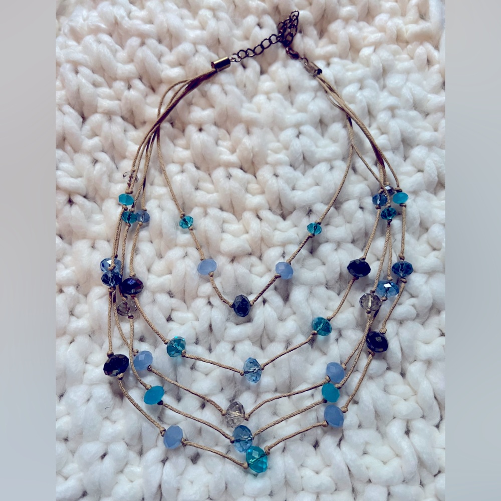 Vintage Ali Khan blue beaded necklace